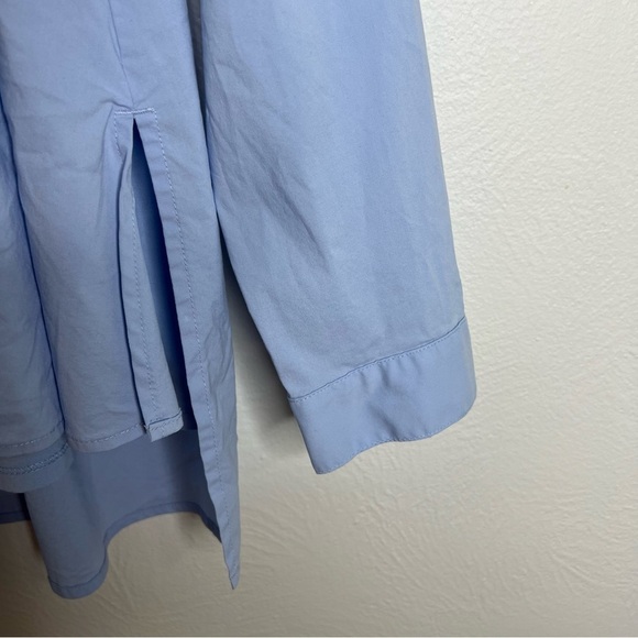 J Jill Two Piece Blouse Cami Set Blue Cotton Blend Button Down Tie Front Size 1X - Picture 6 of 11